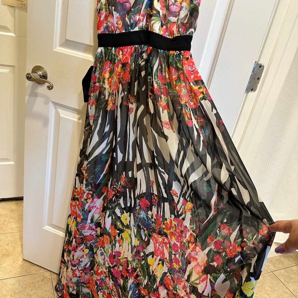 bebe Floral Zebra Print Maxi Dress